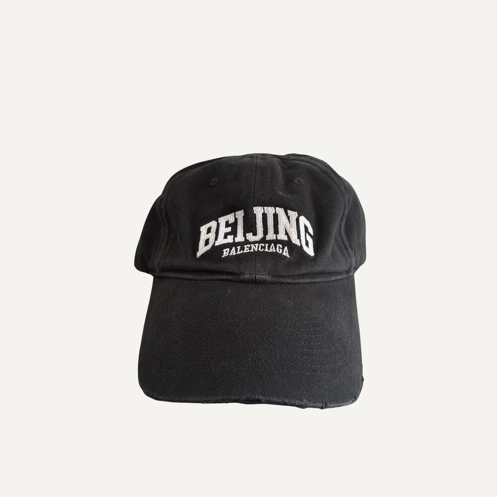 Balenciaga Men's Beijing Exclusive Distressed Cotton Baseball Cap Size L - Picture 2 of 7